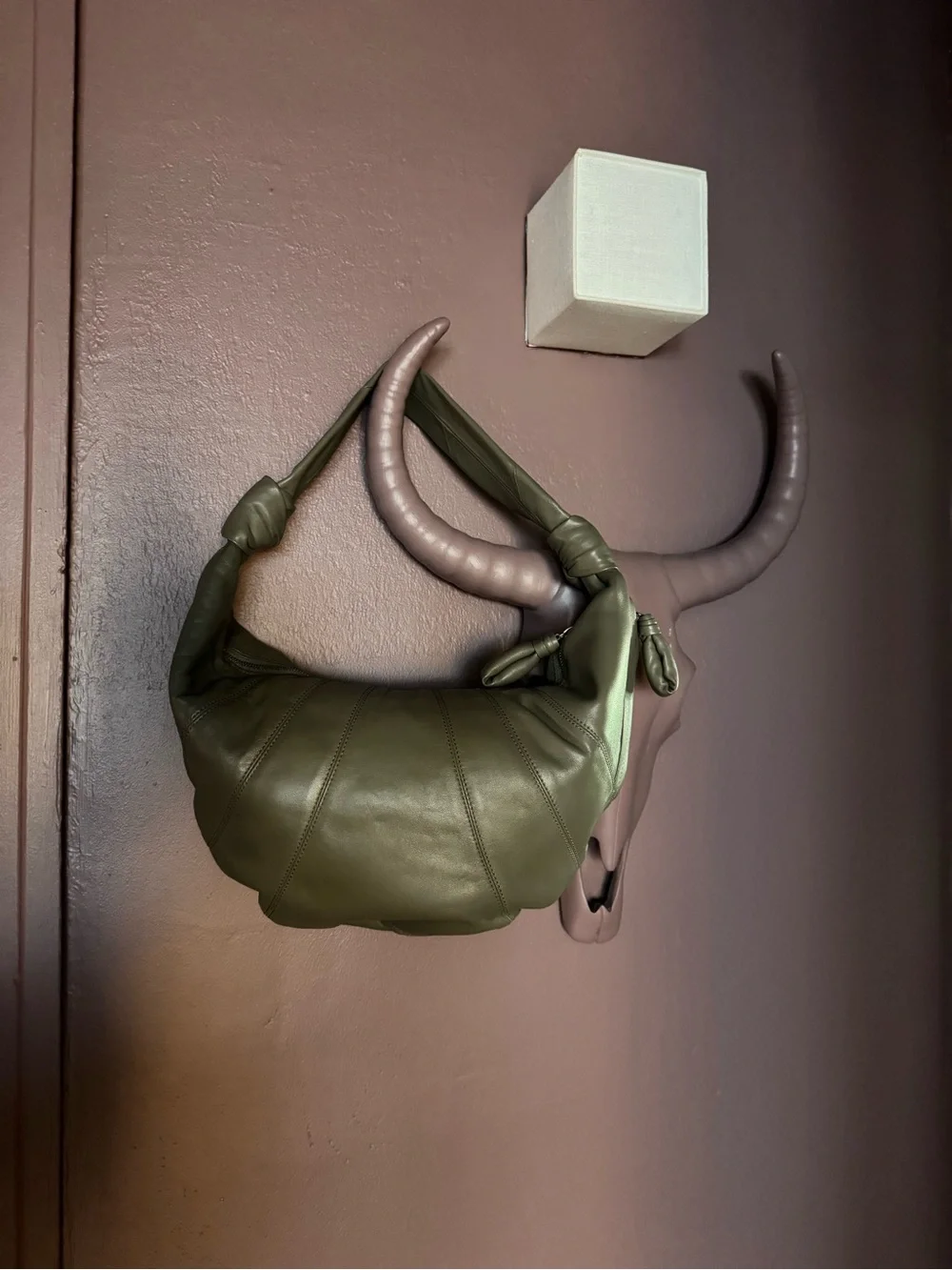 Lemaire Fortune Croissant Bag in Dark Sage
